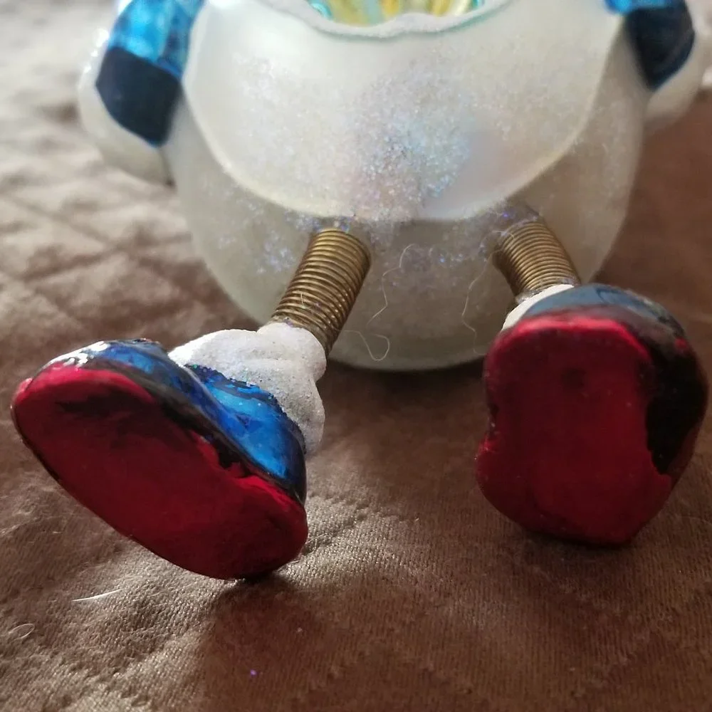 RARE BOBBLE CHRISTOPHER RADKO SNOWMAN REFLECTOR INDENT MOVING CHRISTMAS ORNAMENT